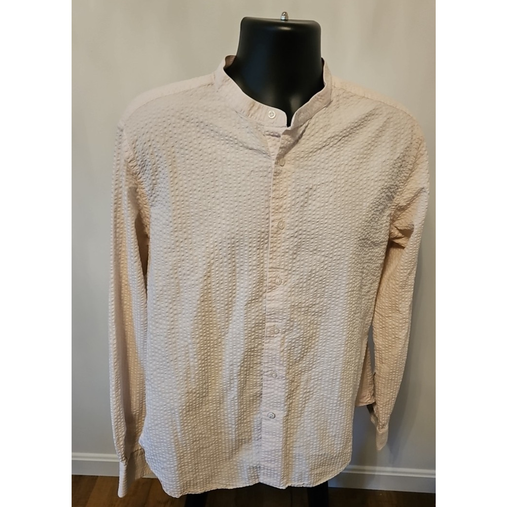 Neros Fumato Positano Mens Off White/Cream Classic Button Up Stand Collar - 3XL